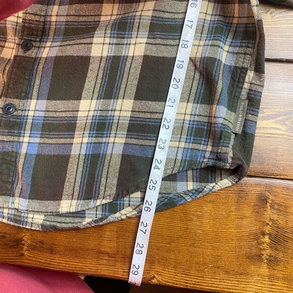 Field & Stream Button Down Men's Size Large Long Sleeve Plaid Brown Cream - Picture 9 of 10